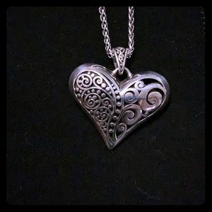 Brighton silver puff heart necklace